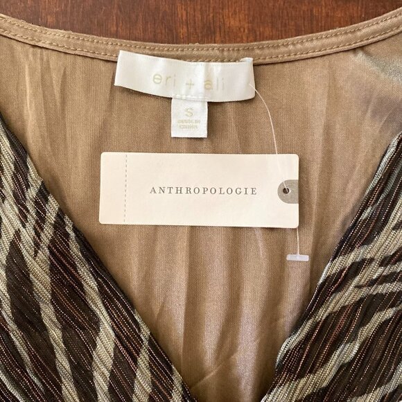 Anthropologie Eri + Ali Black Gold Shimmer Sleeveless Women’s Top Size Small NWT - Picture 5 of 6